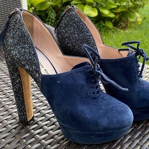 Miu Miu Blue Suede Platform Heels